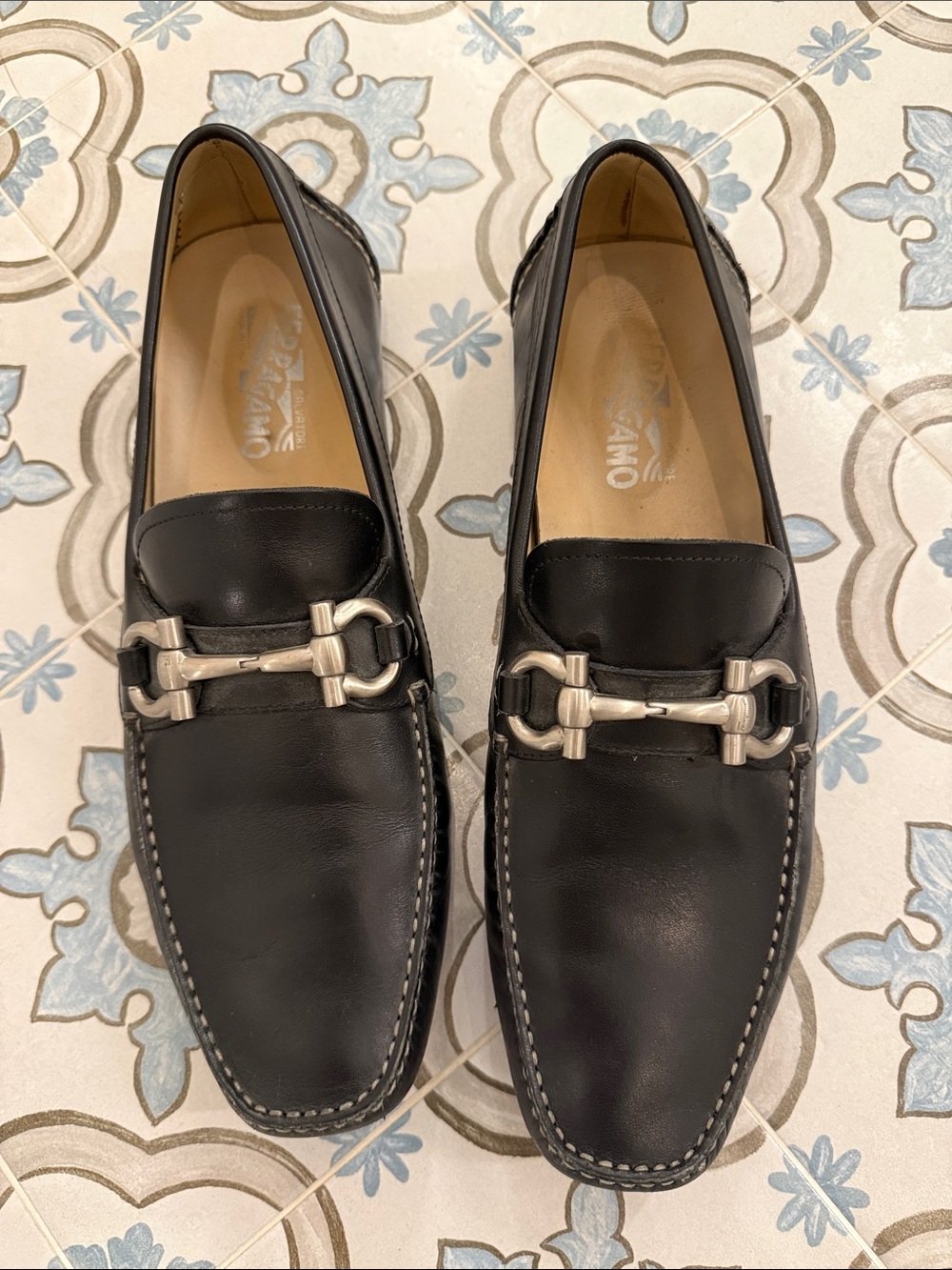 Salvatore Ferragamo Black Leather Bit-Detail Loafers - Size 11